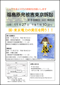 福島原発被害東京訴訟　第3回期日及び報告会のチラシの写真